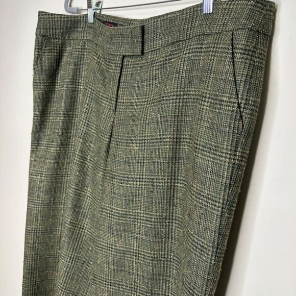 Vintage Escada Wool Blend Check Tweed Trousers in Earthy Tones Size 46 Euro - Picture 2 of 16